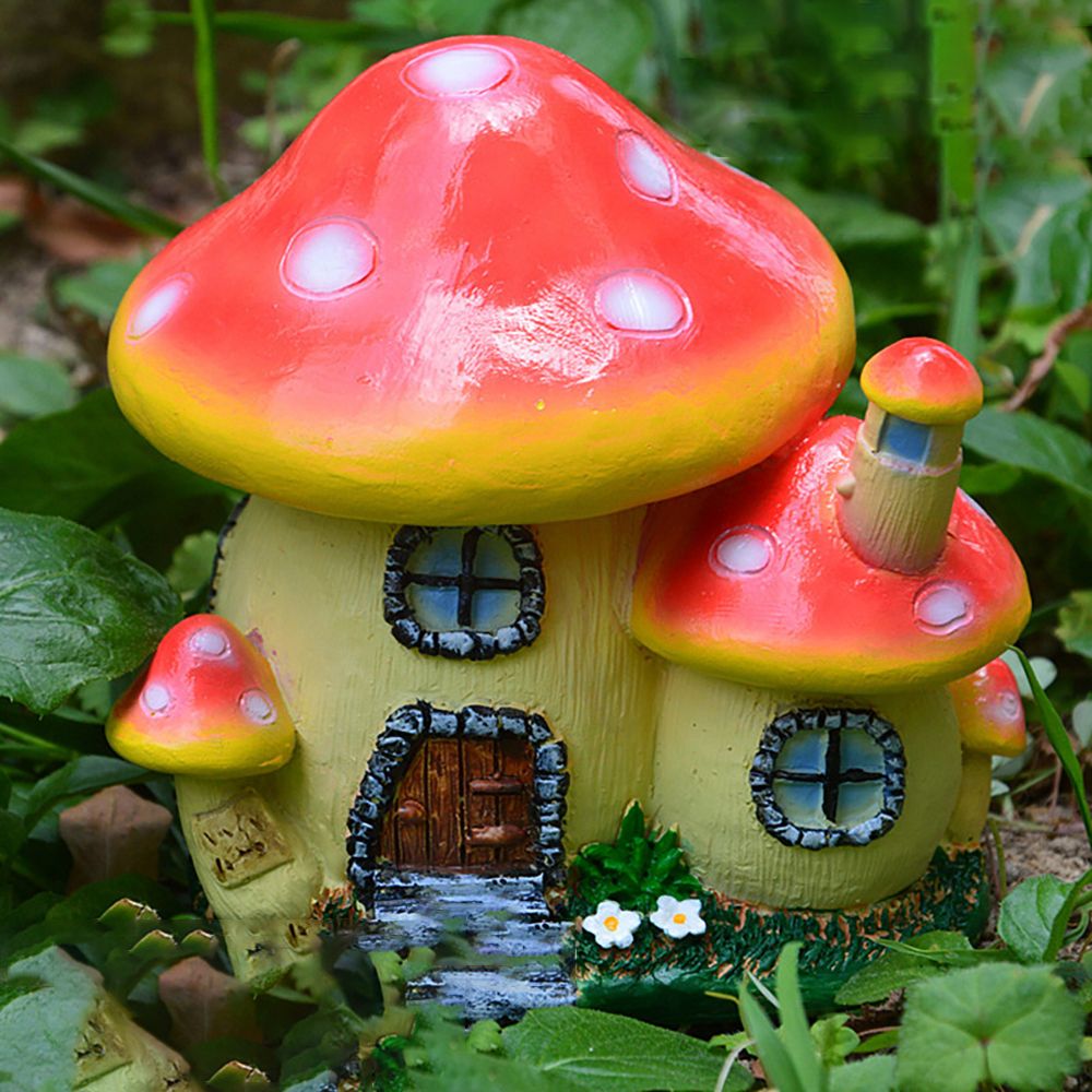Home Decor Za - Maison de champignon Miniature en résine,