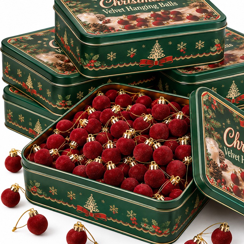 Boules de Noël en velours roug - Home Decor Indonesia avis et prix