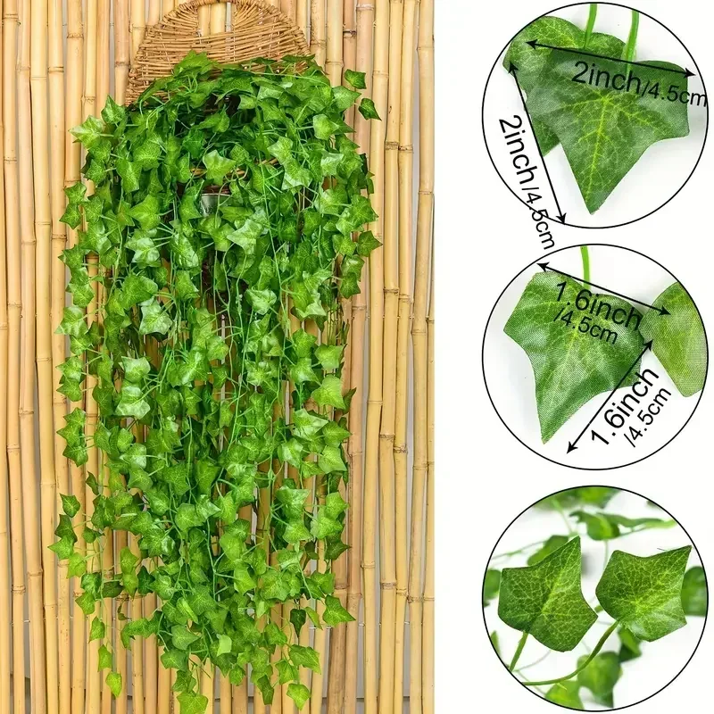 Feuilles de lierre vertes arti - Rattan Plant Basket avis et prix